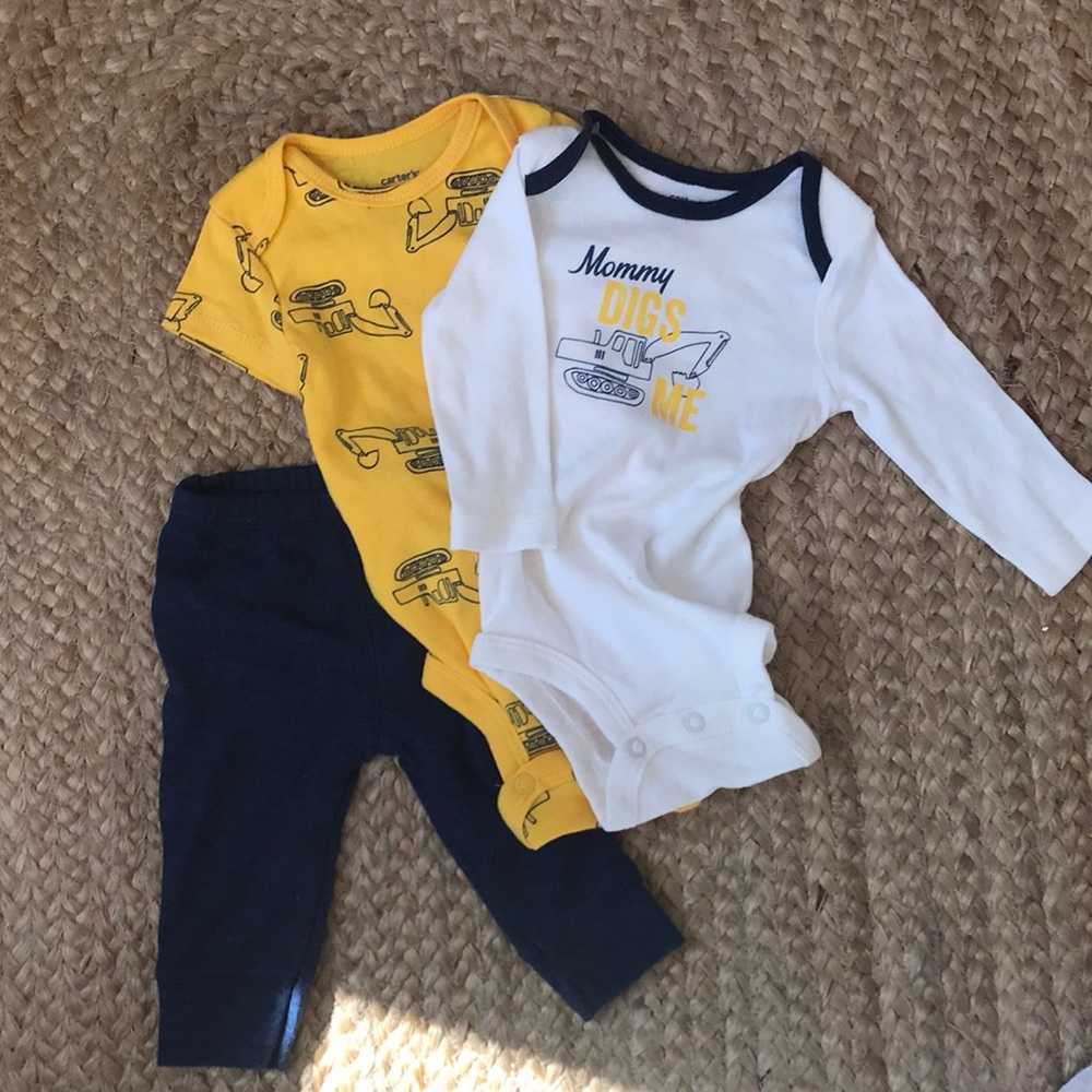 Construction themed onesie set with pants